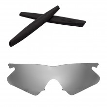 Walleva Mr.Shield Polarized Titanium Replacement Lenses with Black Earsocks for Oakley M Frame Heater Sunglasses